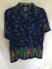 In Gear Hawaiian Mens Short Sleeve Button Shirt  L SURF BOARD Surfer Tropical