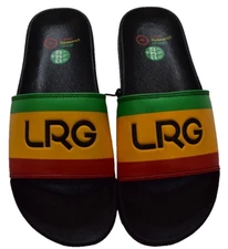 Lifted Research Group LRG Mens Rasta Stipe Black Slides Sandals Shoes New 13