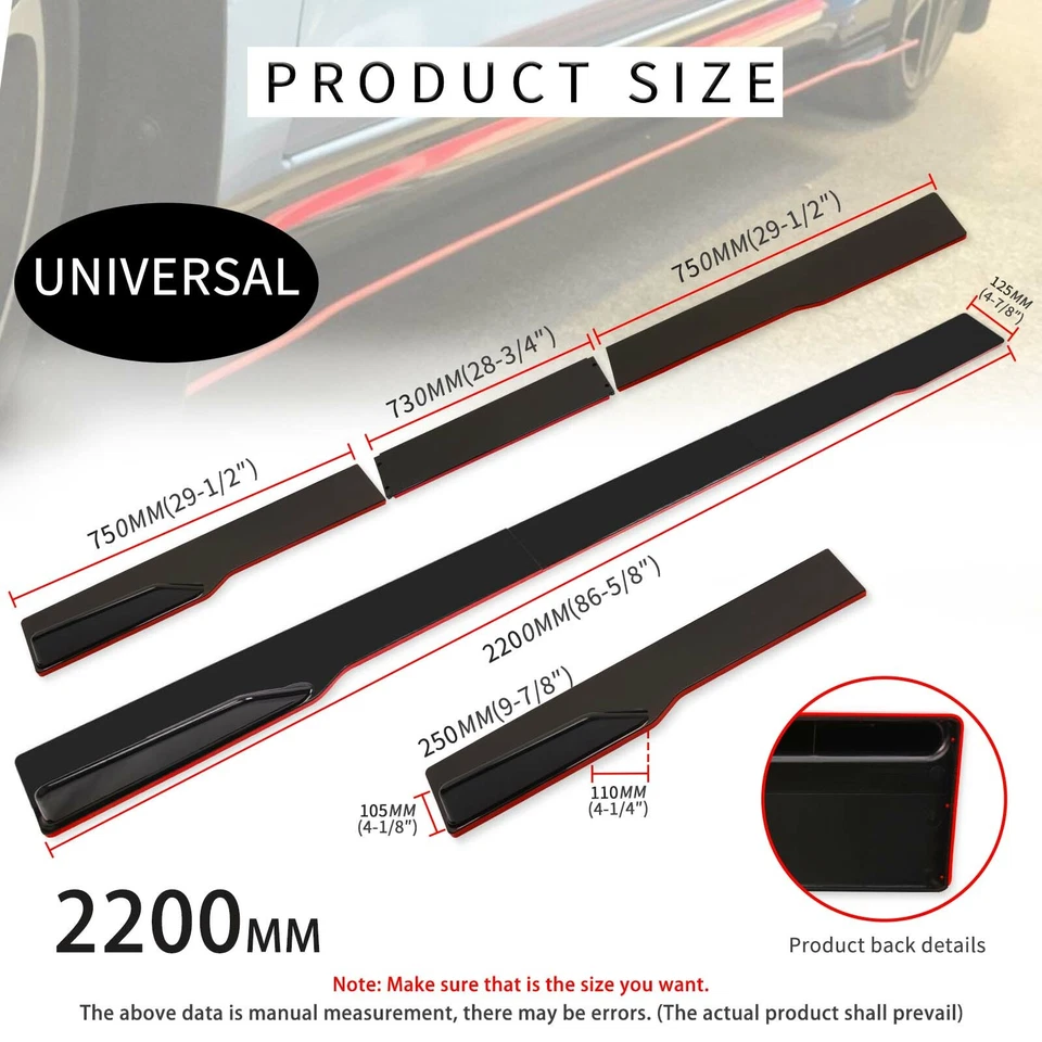 Para Dodge Challenger R/T SRT 392 Negro Rojo Falda Lateral Panel Balancín Labio Divisor Foto 3 de 4