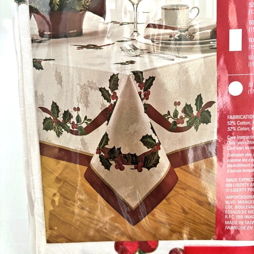 Holiday Ribbon 60x102 Oval Tablecloth Vtg Christmas Bed Bath Beyond