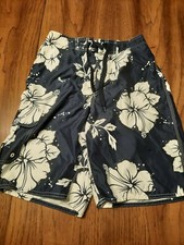 JOE BOXER Blue/White Hawaiian Floral Swim Shorts Beach Trunks Swimsuit Men's S