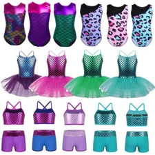 Girls Mermaid Dance Sports Costume Ballet Dance Tutu Dress Gymnastics Leotards