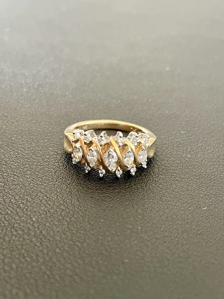 14KT Yellow/White Gold 0.55CTW Diamond Cluster Ring. Size 6.75 (F88) - Image 4 of 4