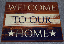  06 8"X10" WELCOME TO OUR HOME NOVELTY WOOD CEDAR PLAQUE DECOR