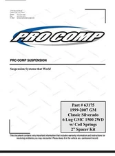 ProComp SuspFrontLvlKt for 1999-2006 Chevrolet Silverado 1500 EXP63175 brand new