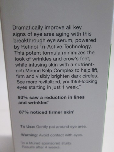 MURAD RETINOL YOUTH RENEWWAL EYE SERUM 15ml/0.5fl oz NEW - Picture 3 of 3