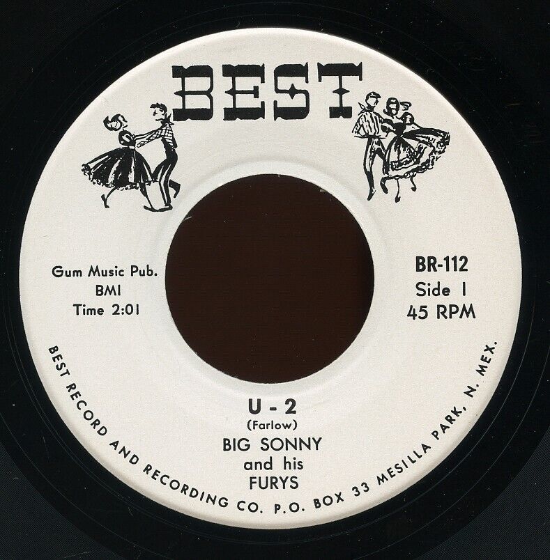 HEAR- Rare Surf Instrumental 45 - Big Sonny & His Furys - U-2 - Best # BR-112