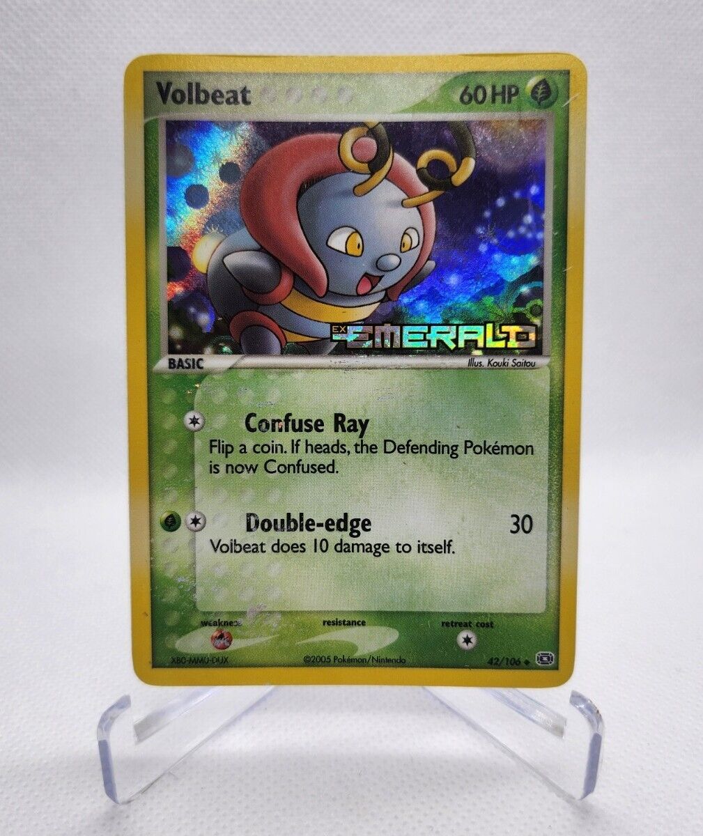 Volbeat 42/106- 2005 EX Emerald Reverse Holographic Pokemon Card - Stamped- MP
