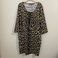 Eloquii Dress Womens Size 24 Animal Print Leopard Midi Brown Black