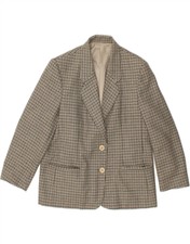 Elena Miro Womens 3 Button Blazer Jacket Uk 16 Large Grey Houndstooth Wool Hq02