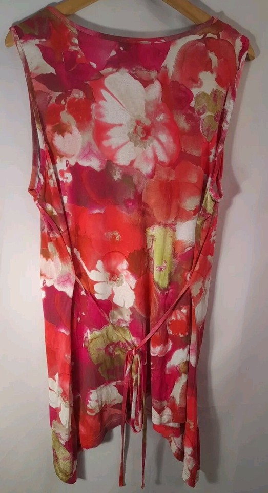 MATALAN "SOON" Ladies Summer Pink Floral Sleeveless Top Size 22