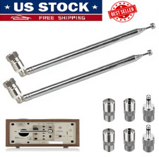 2  F Type Radio Telescopic Aerial Antenna 75 Ohm w/ TV / 3.5mm Adapter Radio FM