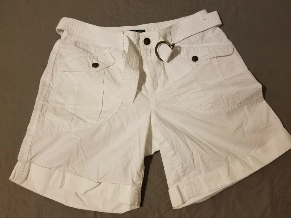 Womens Polo Ralph Lauren Khaki Shorts 6 White Cotton Chino - Image 2 of 4