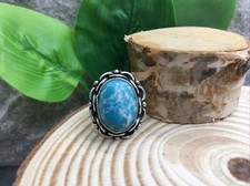 Larimar Handmade Gemstone Ring 925 Silver Plated Free Ship Size 6 New 6439