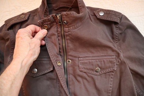 Neu mit Etikett $ 99 dunkelbraune Jacke LUCKY BRAND Utility-Stil Reißverschluss & Druckknopf Small - Bild 6 von 8