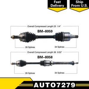 Front Left+Right Set of 2 Cv Axle Shaft SurTrack For 2016-2017 Honda Civic UU27