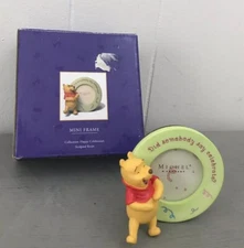 Disney Winnie the Pooh Bear Celebration Mini Picture Frame Resin Figure Box NEW