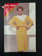 5551 Butterick See & Sew Misses Sewing Pattern Pullover Dress Size 14