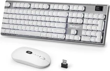 BlueFinger Wireless Gaming Keyboard and Mouse Combo, Upgrade Battery White 