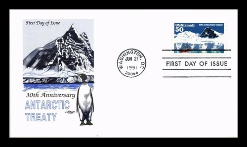 US COVER ANTARCTIC TREATY 30TH ANNIVERSARY AIR MAIL FDC ARTMASTER