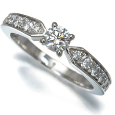 Auth CHAUMET Ring Diamond 0.34ct D VVS1 Plume Solitaire US6.75-7 950 Platinum 