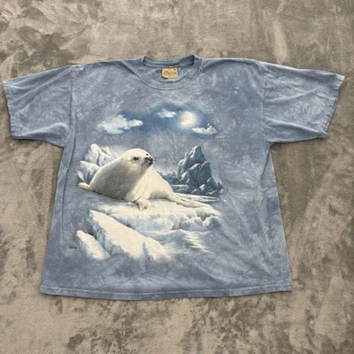 Camiseta De Colección The Mountain Seal Cachorro Para Hombre XL Azul Tie Dye Animal Gráfico 1999 CAJA - Imagen 1 de 4