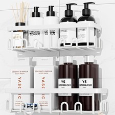 YASONIC Shower Caddy Adhesive, 100 Rustproof Organizer, 2 Pack, White
