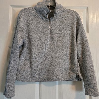 Fabletics Gray Cropped Winter Sweater, 1/2 Zip Front,Partial Bottom Zip,sz M