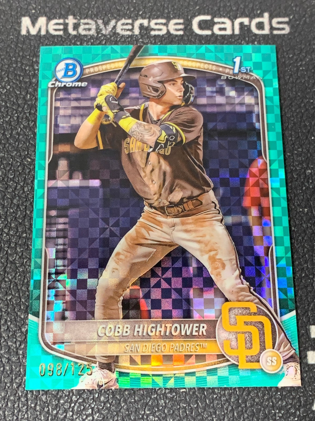 2025 Bowman Chrome Cobb Hightower 1st Prospects Aqua X-Fractor 98/125 Padres