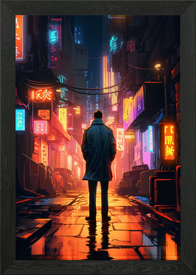 Einsamer Mann in Tokyo Straßen Gerahmtes Wandbild Poster Leinwanddruck Bild