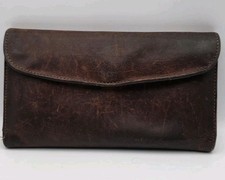 Coach Brown Leather Credit Card Trifold Long Wallet - Vintage