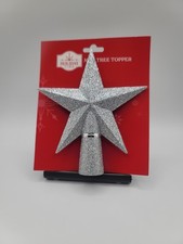 New  Silver Glitter Star Mini Christmas Tree Topper, 6", by Holiday Time