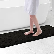  Memory Foam Bath Mat Rug 59x20, Ultra Soft and Absorbent 59" x 20" Black