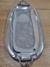 BSF Silbertablett 25cm Oval Griffe Serviertablett Geb&auml;ckschale Barock Antik