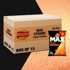 Walkers Max Strong Punchy Paprika Crisps Snack Box 15x70g Bags