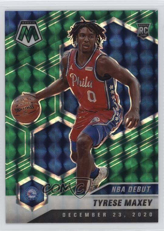 2020-21 Panini Mosaic NBA Debut Green Mosaic Prizm Tyrese Maxey #263 xd6