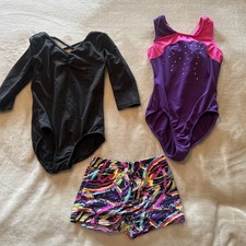 Danskin Girls' Leotard and Shorts Set Size 6/6x Freestyle Dance Gymnastics