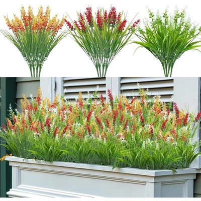 12 Kunstblumen Bündel Künstliche Pflanzen Balkon Garten Outdoor Innen Deko - Bild 1 von 4
