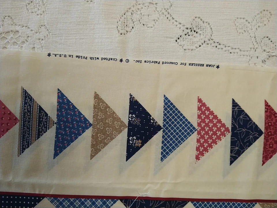 Ткань Joan Kessler Flying Geese Cheater квадратная хлопчатобумажная с цветочным рисунком 17x22 дюйма синяя - Изображение 2 из 4