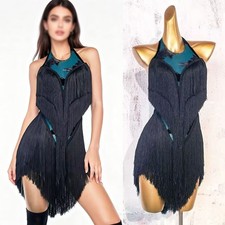 Latin Tango Standard Fringes Practice Dress Ballroom Performance Rumba Samba New