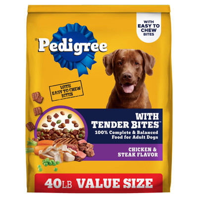 Pedigree With Tender Bites Complete Nutrition Adult, Chicken & Steak Flavor 40lb