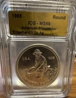 Engelhard 1985 American Prospector 1 oz .999 Silver Round ICG MS69