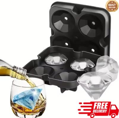 Silicone 3D Diamond ICE Cube Tray Maker Mold Whiskey Cocktails
