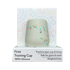 Nuby Babys First Open Training Cup 100% Silicone Weighted Base 2 Oz BPA Free New