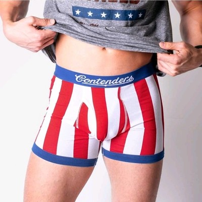 Contenders Men's American Flag Boxer Briefs Red White Blue Stripes APOLLO CREED
