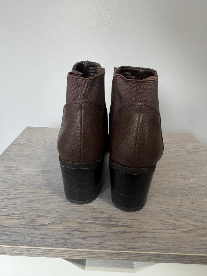 Аэрозоли коричневый кожаный ботильоны женский размер 7,5 блок каблук зажим подошвы - Изображение 4 из 4