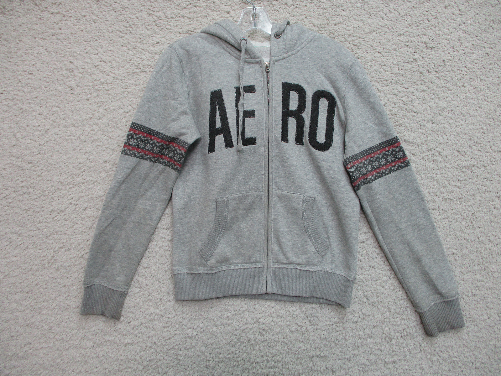 Aeropostale Sweater Medium Adult Gray Full Zip Hoodie Pockets Logo Casual Womens