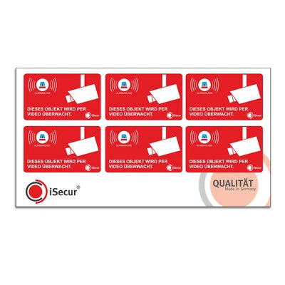 EASYDRUCK24.DE 5 Stück Aufkleber Alarm / Video überwacht, Fenster, 5 x 3 cm, innenklebend 050