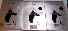 Everswe Lot of 3 Pair 1 ea Black White Navy Women's Soft Tights 2XL 3XL RCL 094