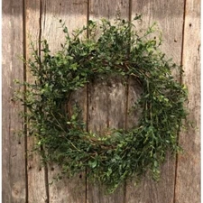 New Primitive Farmhouse NEW ENGLAND BOXWOOD WREATH Vine Greenery 20"